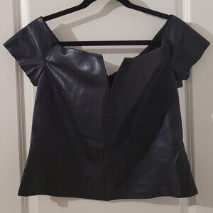 Faux Leather Off Shoulder Top